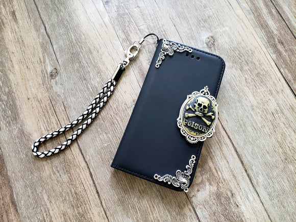 Gothic Poison Skull phone leather wallet removable case for iPhone X XS XR 12 13 14 pro max Plus Galaxy S22 S21 S20 Ultra Note 20 MN1249