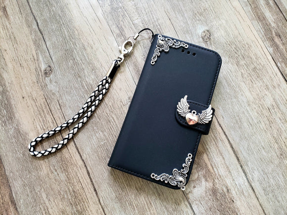 Heart angel wing phone wallet removable case for iPhone X XS XR 12 13 14 pro max 8 7 Plus Galaxy S22 S21 S20 Ultra S10 Note 20 Plus MN1223