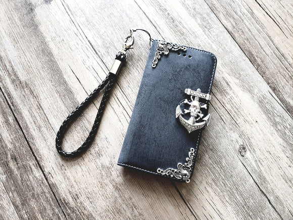 Skull anchor phone wallet removable case for iPhone X XS XR 11 Pro Max 8 7 6 6s Plus Galaxy S10 S9 S8 Plus S7 Edge Note 8 9 10 Plus MN0896