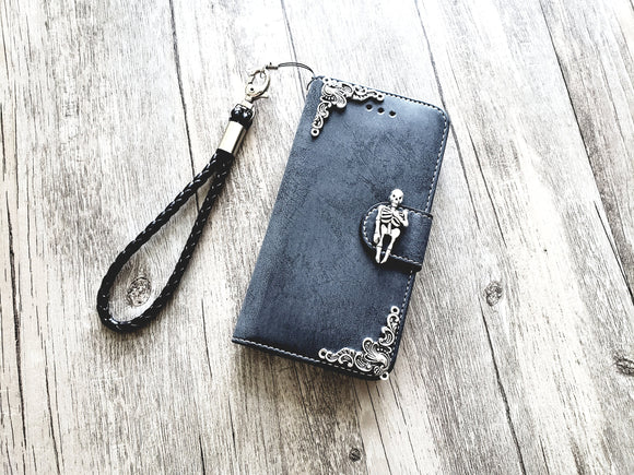 Skeleton skull phone wallet removable case for iPhone X XS XR 11 Pro Max 8 7 6 Plus Galaxy S10 S9 S8 Plus S7 Note 8 9 10 Plus MN1291