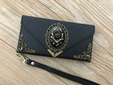 Gothic Floral Rose phone leather wallet case for iPhone X XS XR 11 12 13 14 Pro Max Plus Galaxy S21 S20 S10 S9 S8 Note 20 9 10 Plus MN0750