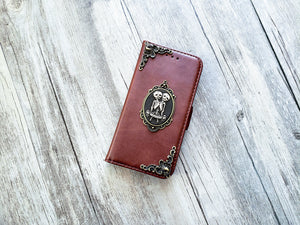 Gothic Twins Skull leather wallet case for iPhone X XS XR 11 12 13 14 Pro Max Galaxy S23 S22 S21 S20 Ultra S10 Note 20 9 10 Plus MN1561