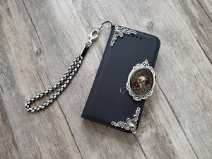 Antique gothic skull phone leather wallet removable case for iPhone X XS XR 12 13 14 pro max Plus Galaxy S22 S21 Ultra Note 20 Plus MN1721