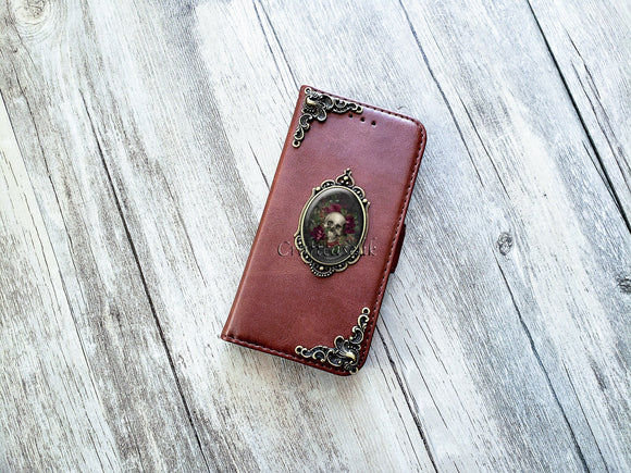 Antique gothic skull phone leather wallet case for iPhone SE X XS XR 11 Pro Max Galaxy S20 S10 Note 8 9 10 Plus A60 A70 A80 A7 A8 A9 MN1835