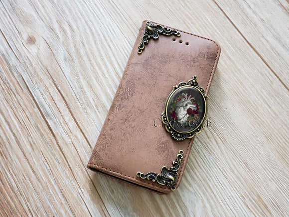 Gothic Anatomical Heart phone leather wallet removable case for iPhone X XS XR 11 Pro Max 8 7 Plus Galaxy S20 S10 S9 Note 9 10 Plus MN1856