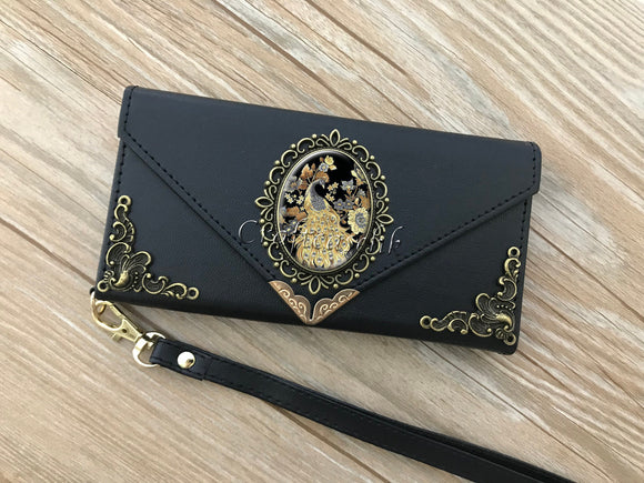 Peacock envelope phone leather wallet case for iPhone X XS XR 13 14 pro max 8 7 6s Plus Galaxy S20 Ultra S10 S9 S8 Note 8 9 10 Plus MN2174