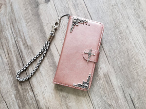 Rose cross phone leather wallet removable case for iPhone X XS XR 12 13 14 pro max Plus Galaxy S22 S21 S20 Ultra S10 Note 20 10 Plus MN2218