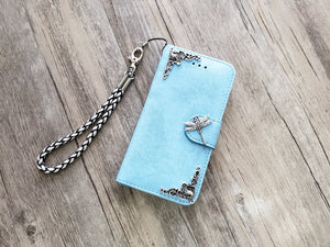 Dragonfly phone leather wallet removable case for iPhone X XS XR 11 12 Pro Max 8 7 6s Plus Galaxy S20 S10 S9 S8 Note 20 8 9 10 Plus MN1297