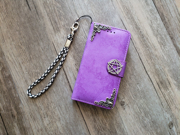 Pentagram star phone leather wallet removable case for iPhone X XS XR 11 12 Pro Max 8 7 6s Galaxy S20 S10 S9 S8 Note 20 8 9 10 Plus MN2426