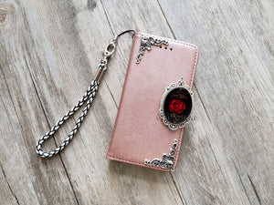 Gothic red rose phone leather wallet removable case for iPhone X XS XR 12 13 14 pro max Galaxy S22 S21 S20 Ultra S10 Note 20 10 Plus MN2385