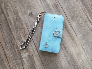 Anchor phone leather wallet removable case for iPhone X XS XR 11 12 Pro Max 8 7 6 6s Plus Galaxy S20 S10 S9 S8 Note 20 8 9 10 Plus MN0633