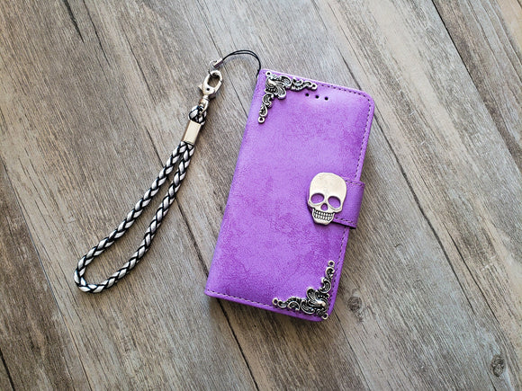 Gothic skull phone leather wallet removable case for iPhone X XS XR 11 12 Pro Max 8 7 6 6s Galaxy S20 S10 S9 S8 Note 20 8 9 10 Plus MN1026