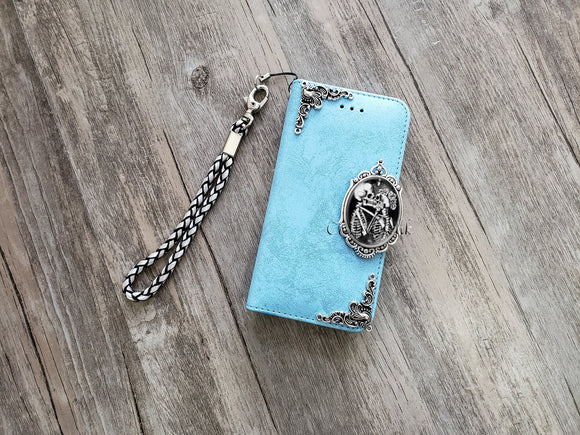 Gothic skull lover phone leather wallet removable case for iPhone X XS XR 11 12 Pro Max Galaxy S21 Ultra S20 S10 Note 20 8 9 10 Plus MN2461