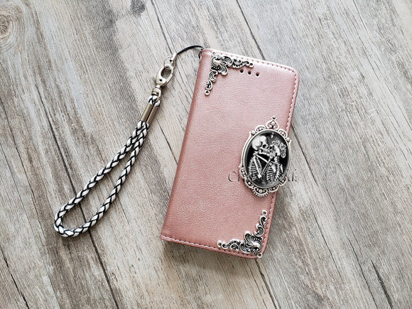 Gothic skull lover phone leather wallet removable case for iPhone X XS XR 12 13 14 pro max Galaxy S22 S21 S20 Ultra Note 20 10 Plus MN242