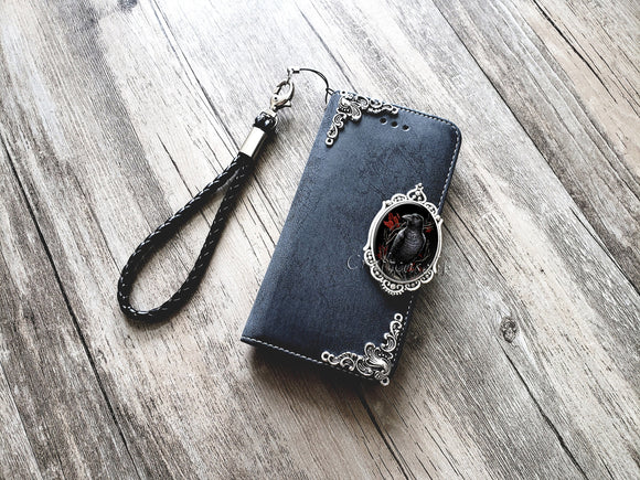 Crow phone leather wallet removable case for iPhone X XS XR 11 12 Pro Max 8 7 6 Plus Galaxy S21 S20 S10 S9 S8 Note 20 8 9 10 Plus MN2496