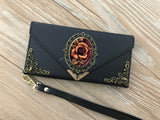 Gothic Floral Rose phone leather wallet case for iPhone X XS XR 11 12 13 14 Pro Max Plus Galaxy S21 S20 S10 S9 S8 Note 20 9 10 Plus MN2498