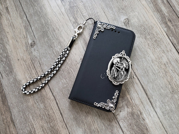 Gothic skull lover phone leather wallet removable case for iPhone X XS XR 12 13 14 pro max Galaxy S22 S21 S20 Ultra Note 20 10 Plus MN250