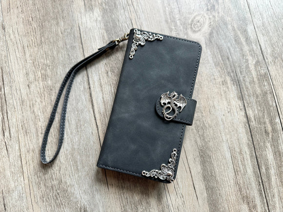 Vintage Dragon Zipper leather wallet case for iPhone X XS XR 13 14 pro max 8 7 6s Galaxy S22 S21 S20 Ultra S10 S9 S8 Note 20 10 Plus MN2785