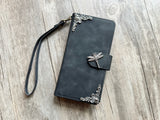 Dragonfly Zipper leather wallet case for iPhone X XS XR 11 12 13 14 pro max Galaxy S23 S22 S21 S20 Ultra S10 S9 S8 Note 20 9 10 Plus MN2808