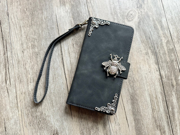 Honey Bee Zipper leather wallet case for iPhone X XS XR 13 14 pro max 8 7 6 Galaxy S23 S22 S21 S20 Ultra S10 S9 S8 Note 20 9 10 Plus MN2811