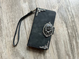 Gothic Floral Rose Zipper leather wallet case for iPhone X XS XR 11 12 13 14 pro max Galaxy S23 S22 S21 S20 Ultra Note 20 9 10 Plus MN2834