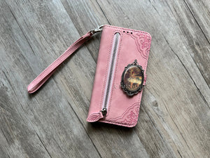 Dancing ballet art leather wallet imprint phone case for iPhone XS XR 12 13 14 15 Pro Max Galaxy S24 S23 S22 Ultra Note 20 10 Plus MN2965