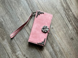 Rose Flower Zipper leather wallet phone case for iPhone 15 Pro Max Galaxy Z Fold 5 MN2953