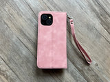 Lady Floral Art leather wallet imprint phone case for iPhone XS XR 12 13 14 15 Pro Max Galaxy S24 S23 S22 S21 Ultra Note 20 10 Plus MN2962