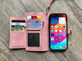 Lady Floral Art leather wallet imprint phone case for iPhone XS XR 12 13 14 15 Pro Max Galaxy S24 S23 S22 S21 Ultra Note 20 10 Plus MN2962