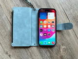 Star on the Moon Zipper leather wallet phone case for iPhone 15 Pro Max Galaxy S23 FE Z Fold 5 MN2923